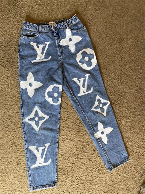 lv painted jeans|louis vuitton topstitched denim jeans.